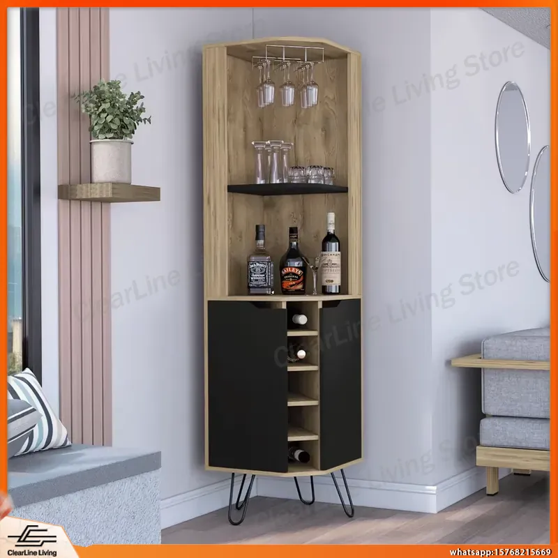 Home Bar Shelves - Narożna szafka barowa z 6 wbudowanymi
