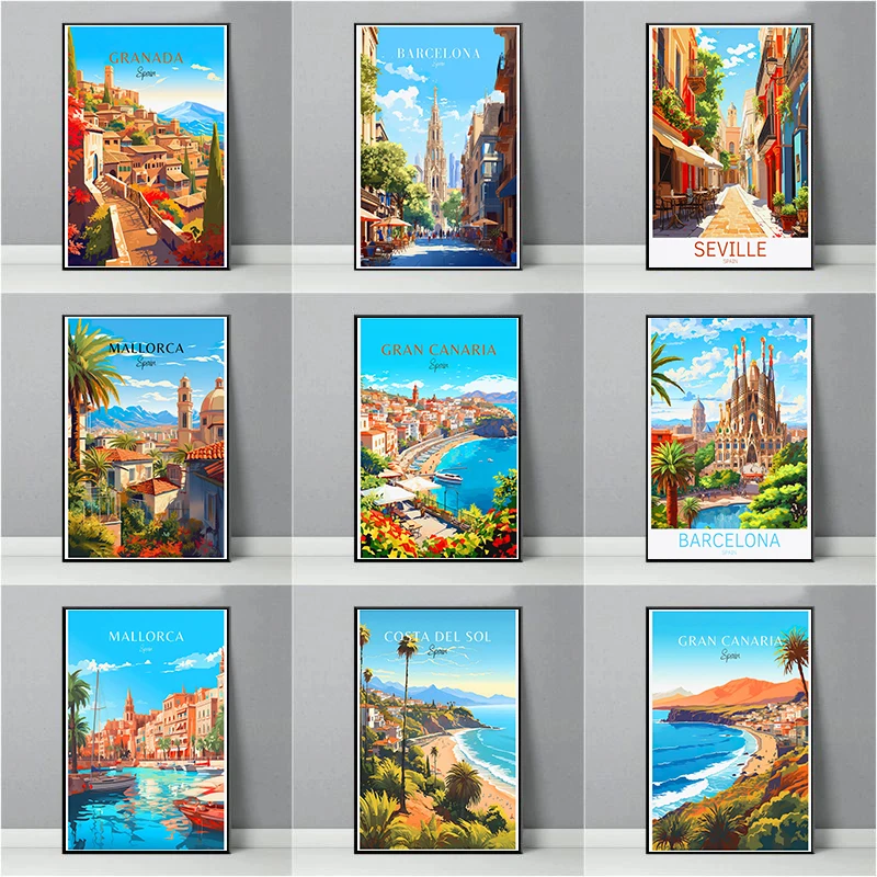 Home Barcelona - Plakat Podróżniczy Hiszpania Paryż Gran Canaria