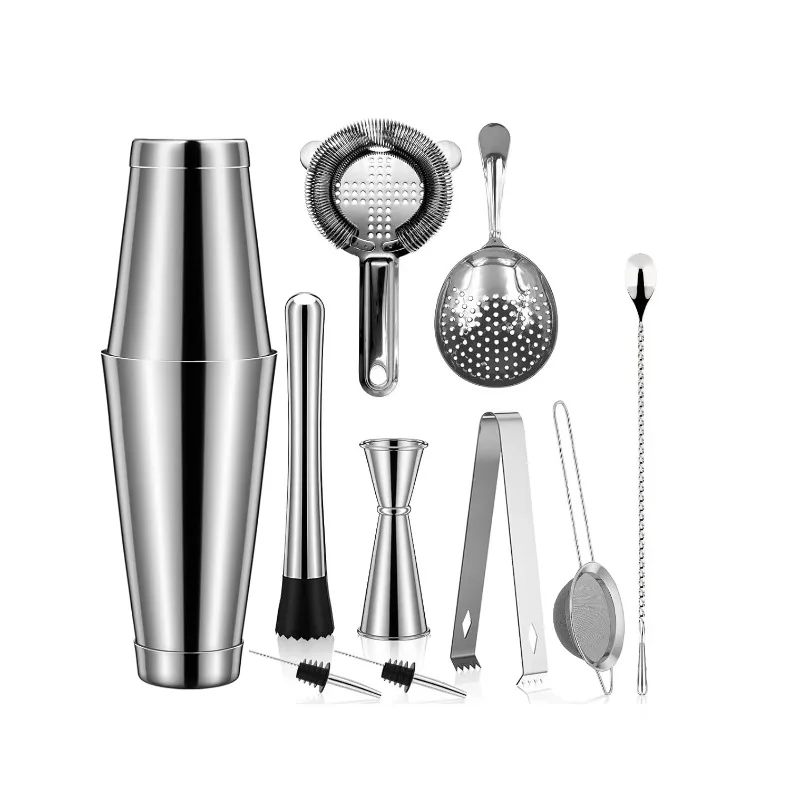 Boston Shaker Set - Spersonalizowany 10-częściowy zestaw barmański, nowy design,