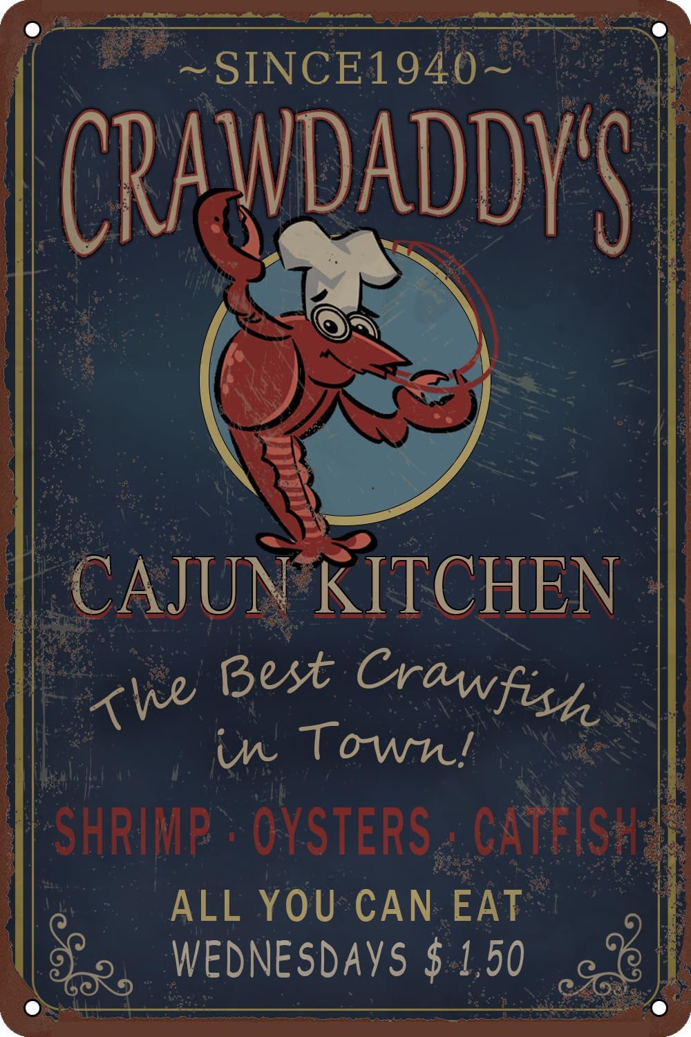 Home Bar And Restaurant - Metalowy szyld Beat Crawfish Crawdaddy's Cajun