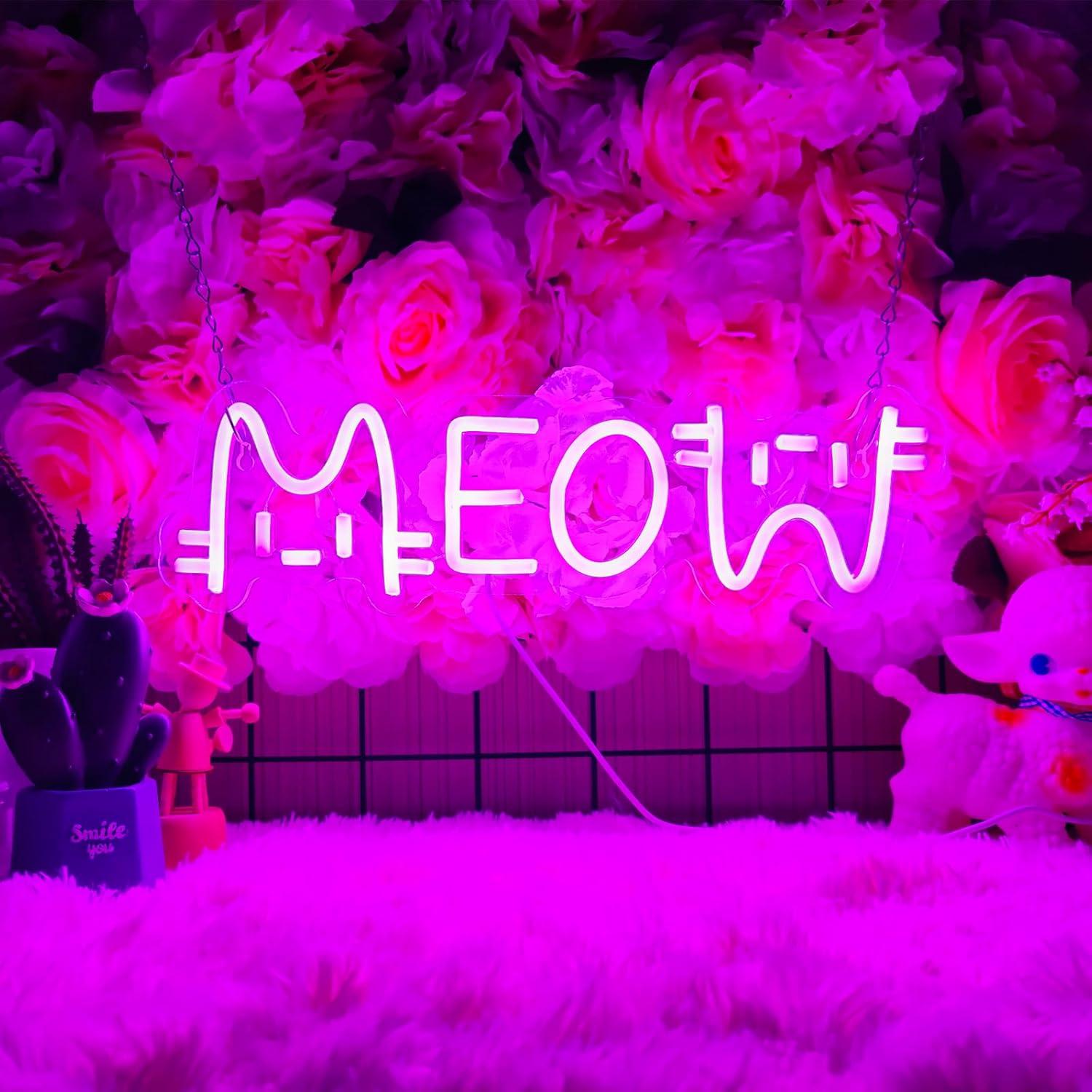 Home Bar And Restaurant - Neonowy Znak Meow Kot, Zasilany przez