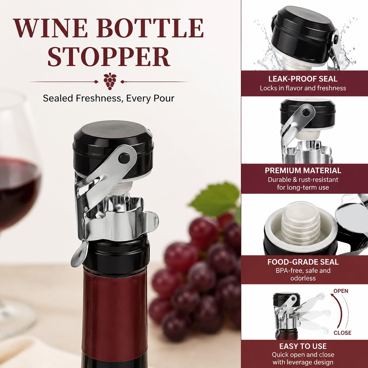 Wine Preservation Pump - Cabilock 3 szt. Zestaw uszczelniaczy do