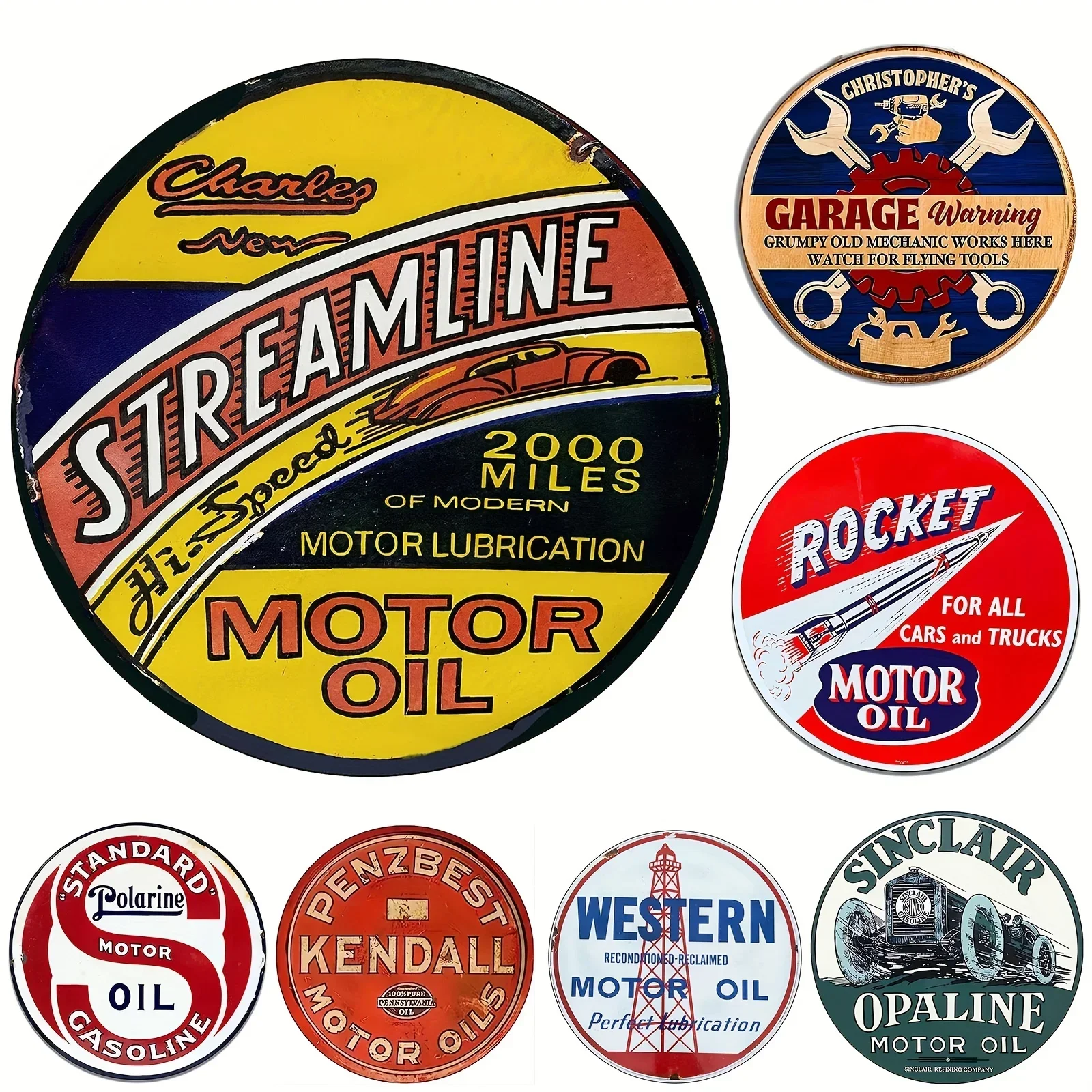Vintage Motor Oil Sign Round M – Home Bar And Restaurant recenzja i cena