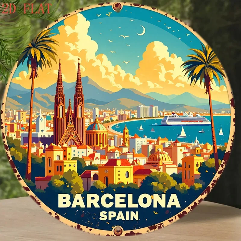 Okrągły metalowy szyld 2D z mo – Home Barcelona recenzja i cena
